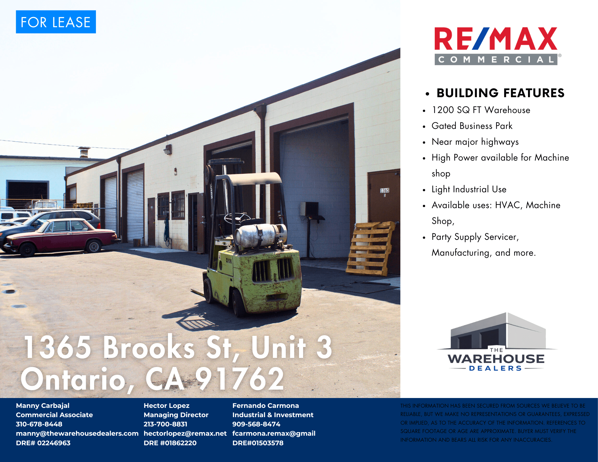 Unit #3 1,200 SF of Industrial Space Available in Ontario, CA 91762